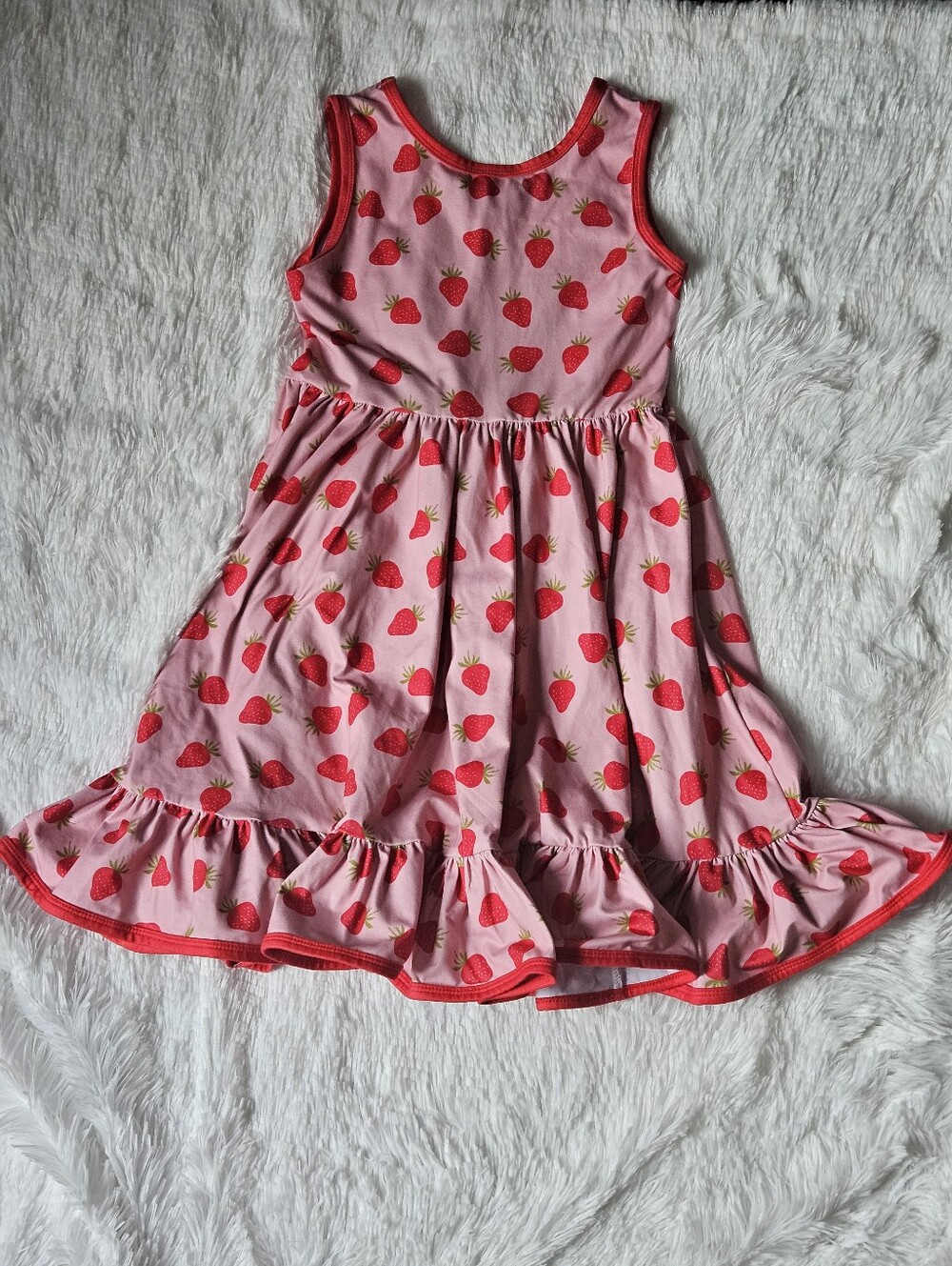 Girlhood Pink Strawberry Tank Dress with Ruffle Hem Size 10